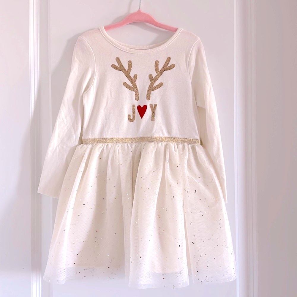 Cat & Jack Brand Girls Cream Colored Holiday Dress - Size 3T